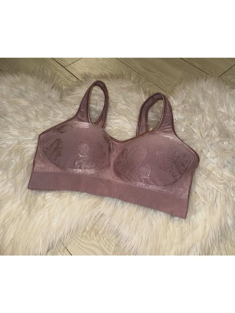 Bali 3488 Comfort Revolution Shaping Wireless Bra Floral Womens L Mauve New